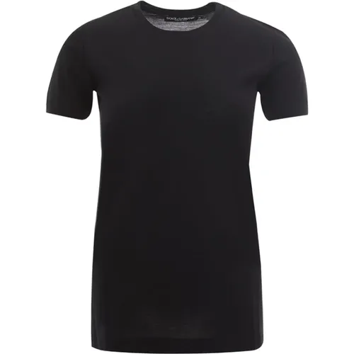Schwarzes Woll-T-Shirt , Damen, Größe: M - Dolce & Gabbana - Modalova