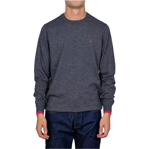 Dark Grey Men`s Sweater , male, Sizes: 3XL - Sun68 - Modalova