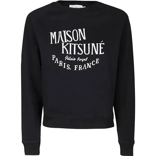 Schwarzer Logo-Sweatshirt , Damen, Größe: XS - Maison Kitsuné - Modalova