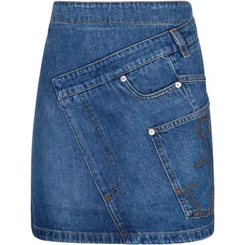 Denim Mini Skirt Patchwork , female, Sizes: XS, 3XS, 2XS - JW Anderson - Modalova