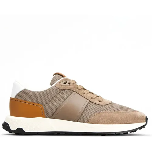 Beige Leder Sneakers mit Logo , Herren, Größe: 43 EU - TOD'S - Modalova