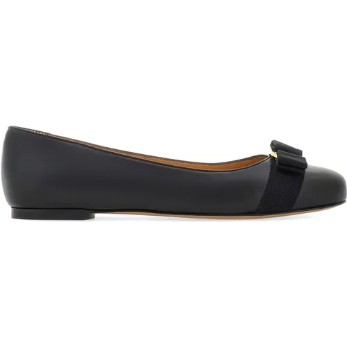 Schwarze Biscuit Varina Flats , Damen, Größe: 36 1/2 EU - Salvatore Ferragamo - Modalova