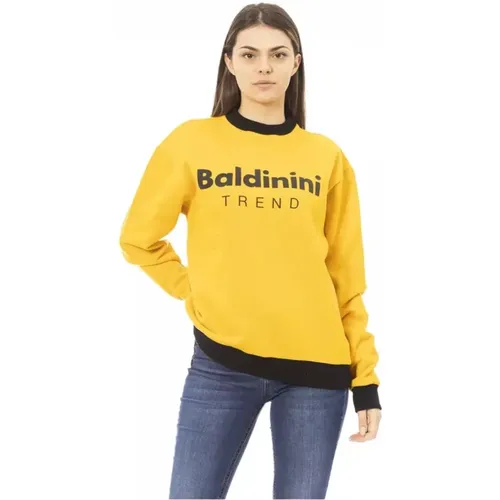 Gelber Baumwollpullover mit Logo für Frauen , Damen, Größe: L - Baldinini - Modalova