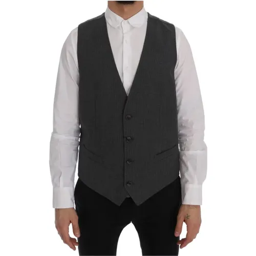 Graue Staff Baumwolle Rayon Weste,Suit Vests - Dolce & Gabbana - Modalova