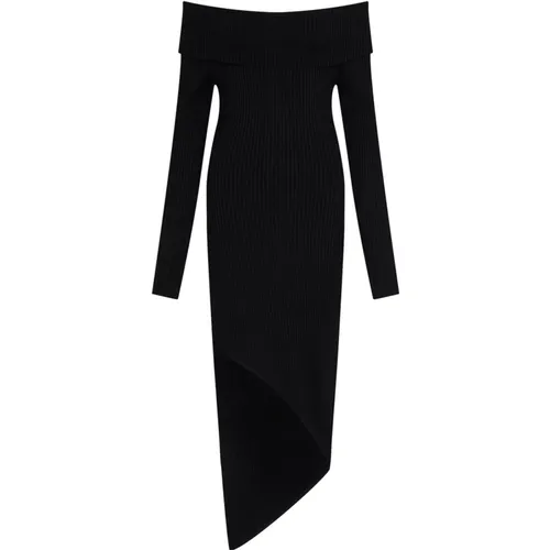Rib Knit Off-Shoulder Dress , female, Sizes: S - David Koma - Modalova