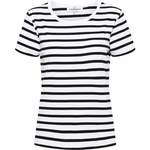 Schwarz Multi Streifen Kurzarm T-shirt,Navy Multi Gestreiftes Basic T-Shirt - &Co Woman - Modalova