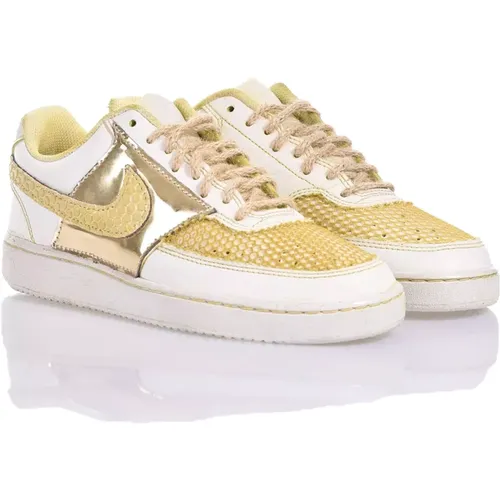 Handmade Beige Champagne Gold Sneakers , male, Sizes: 11 UK, 12 UK, 9 UK, 6 UK, 8 1/2 UK, 6 1/2 UK, 4 UK, 2 UK, 10 UK, 2 1/2 UK, 4 1/2 UK, 5 UK, 8 UK, - Nike - Modalova