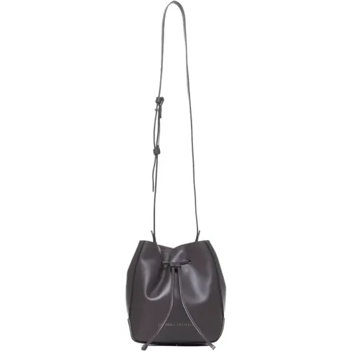 Dark Leather Bucket Bag , female, Sizes: ONE SIZE - BRUNELLO CUCINELLI - Modalova