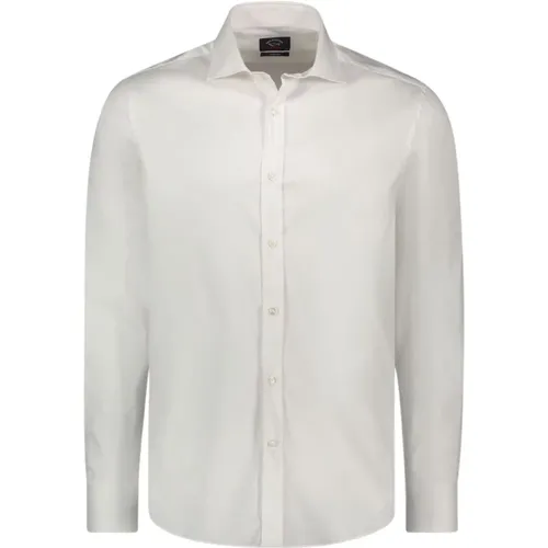 Stretch Cotton Shirt French Collar Long Sleeve Solid Color , male, Sizes: L, 2XL, 3XL, M, XL - PAUL & SHARK - Modalova