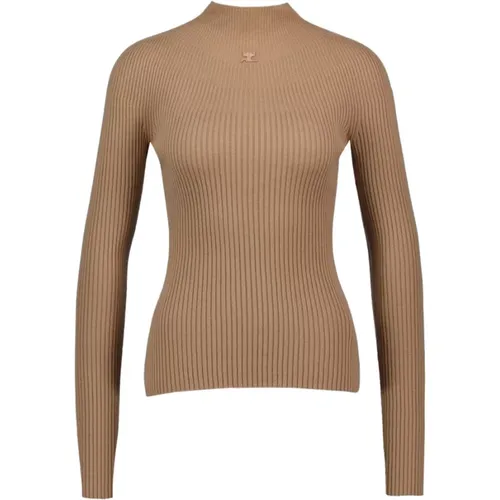 Leichter Rippstrickpullover - Baumwolle - Braun - Courrèges - Modalova