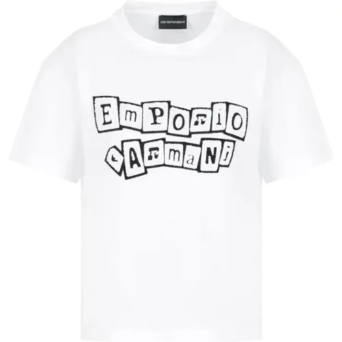 Weiße T-Shirts und Polos Jersey Patch , Damen, Größe: XL - Emporio Armani - Modalova