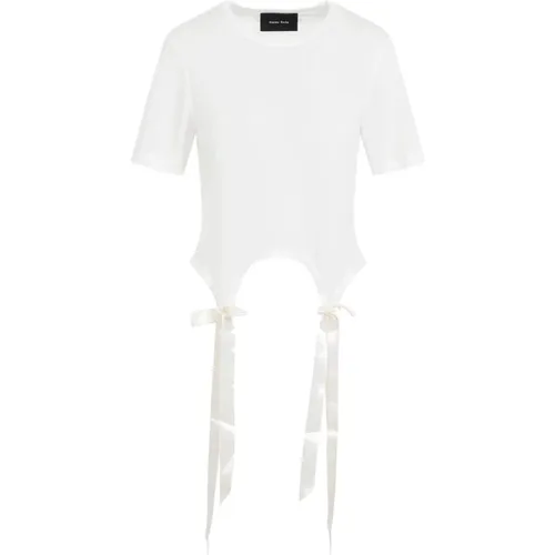 Weißes T-Shirt mit Satin-Schleifenakzenten , Damen, Größe: XS - Simone Rocha - Modalova