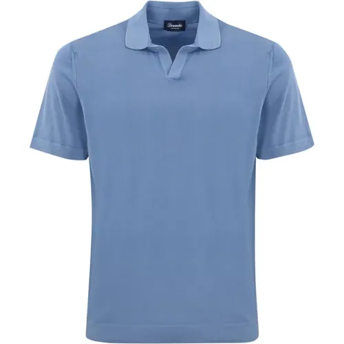 Baumwoll-Poloshirt Hellblau , Herren, Größe: 2XL - Drumohr - Modalova