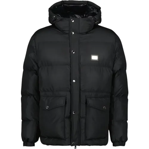 Quilted Winter Jacket with Logo Plaque , male, Sizes: M, XL, 2XL, L - Dolce & Gabbana - Modalova