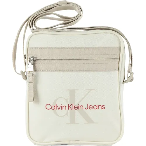 Canvas Shoulder Bag with Logo Print , male, Sizes: ONE SIZE - Calvin Klein Jeans - Modalova