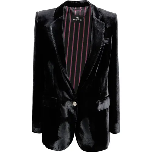 Velvet Jacket with Metal Buttons , female, Sizes: L - ETRO - Modalova