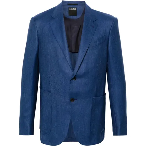 Cashmere/silk/linen jacket , male, Sizes: 2XL, L - Ermenegildo Zegna - Modalova