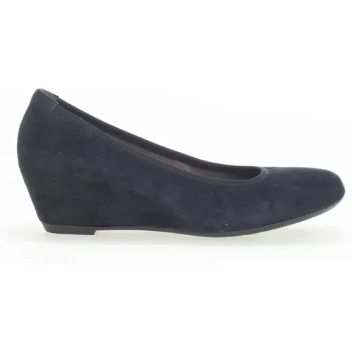 Blaue Leder Keil Ballerina Schuhe , Damen, Größe: 37 1/2 EU - Gabor - Modalova