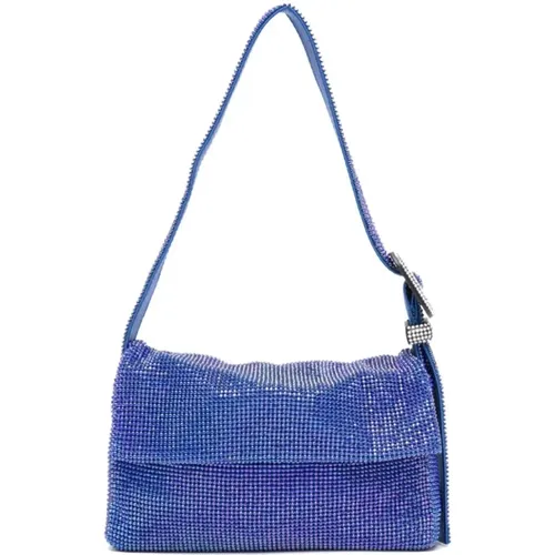 Blaue Seiden-Rhinestone-Tasche mit Kristall-Schnalle - Benedetta Bruzziches - Modalova