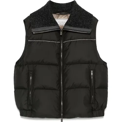 Schwarze Gesteppte Gänsedaunen Gilet Jacke - PESERICO - Modalova