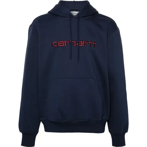 Blauer Pullover mit Kordelkapuze , Herren, Größe: S - Carhartt WIP - Modalova