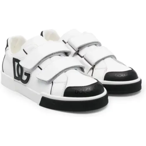 Weiße Sneakers für Kinder mit DG-Logo - Dolce & Gabbana - Modalova