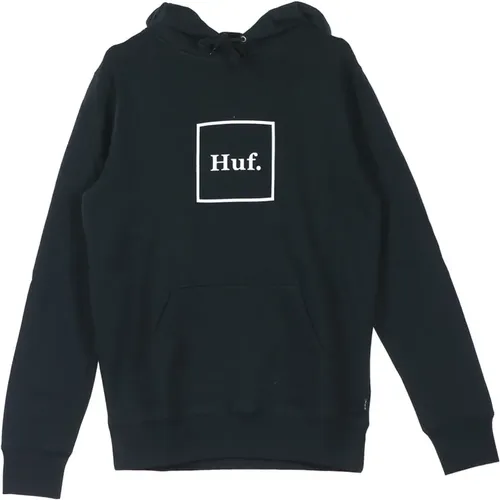 Schwarzer Hoodie mit Box-Logo , Herren, Größe: S - HUF - Modalova