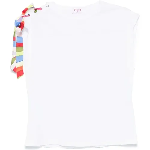 Weißes Jersey-T-Shirt mit Iride-Print , Damen, Größe: XS - EMILIO PUCCI - Modalova