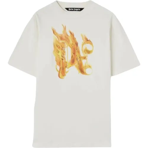 Brennendes Monogramm T-Shirt - Palm Angels - Modalova