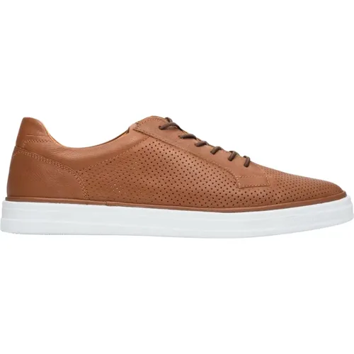 Herren Braune Leder Low-Top Sneakers für den Sommer Er00112900 , Herren, Größe: 41 EU - Estro - Modalova