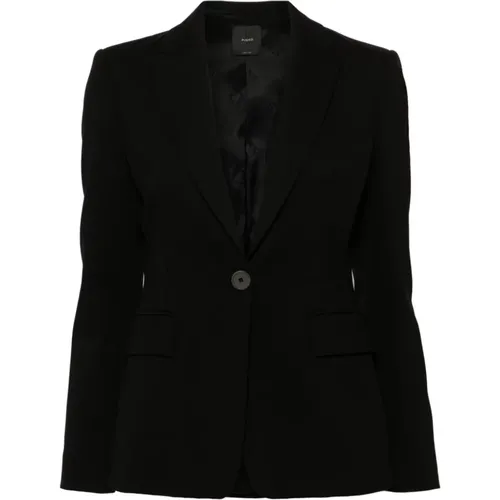Schwarze Jacke mit Peak Revers , Damen, Größe: XS - pinko - Modalova