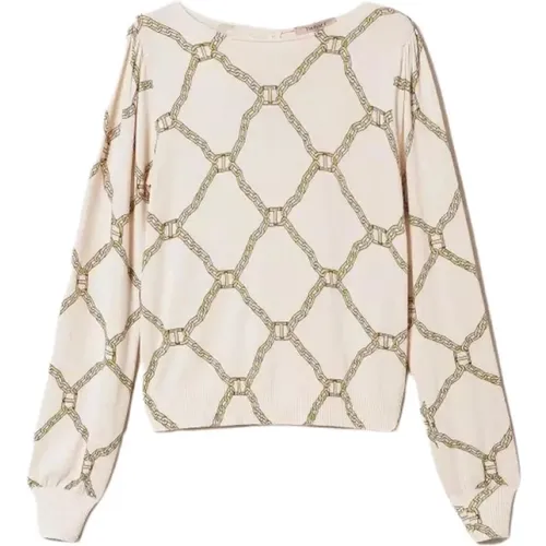 Chain Print Sweater , female, Sizes: L, M, XS - Twinset - Modalova