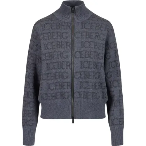 Logo Jacquard Wollmischjacke , Damen, Größe: XS - Iceberg - Modalova