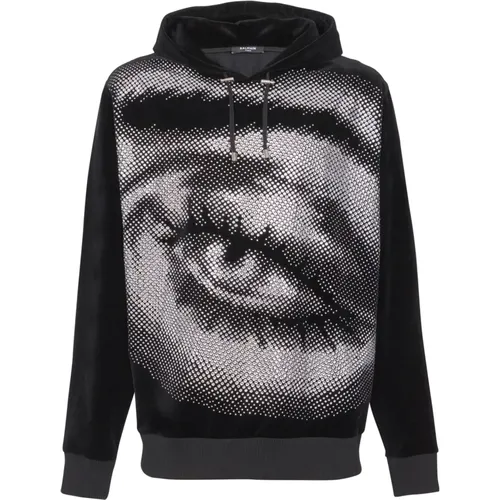 Balain Kapuzenpullover aus Sat it Eye-Motiv aus Kristallen - Balmain - Modalova