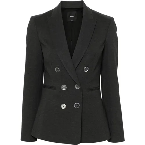 Double-Breasted Jersey Jacket with Peak Lapels , female, Sizes: M, XS, S - pinko - Modalova