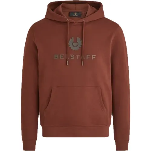 Signatur Sweatshirt Hoodie Tiefes Kupfer , Herren, Größe: L - Belstaff - Modalova