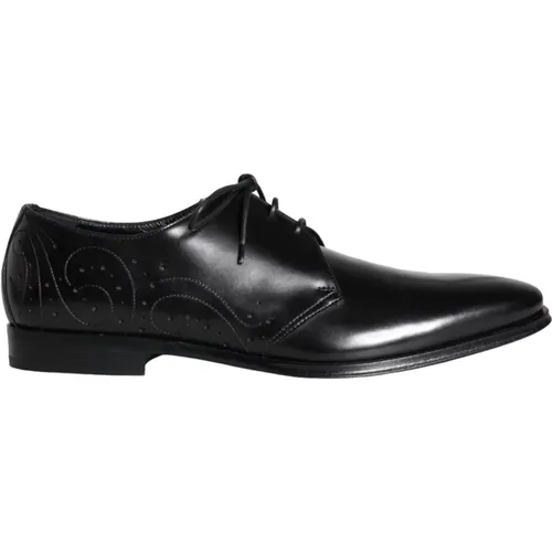 Calf Leather Derby Men's Dress Shoes , male, Sizes: 9 UK - Dolce & Gabbana - Modalova