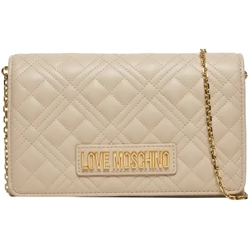 Gepolsterte Schultertasche Elfenbein Kunstleder - Love Moschino - Modalova