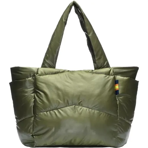 Grüne Iridescent Nylon Diamant Gesteppte Tasche - K-way - Modalova