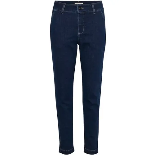 Zeitlose dunkle Denim-Jeans mit lässiger Passform und Knöchellänge , Damen, Größe: W29 - Part Two - Modalova