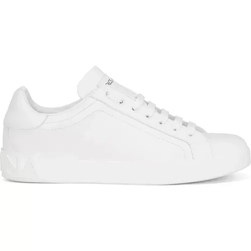 Weiße Low-Top-Ledersneaker , Herren, Größe: 41 EU - Dolce & Gabbana - Modalova