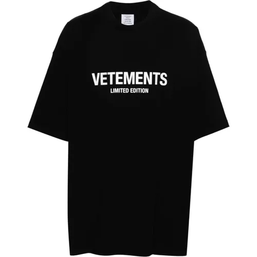 Schwarzes T-Shirt mit Logo-Print , Herren, Größe: L - Vetements - Modalova