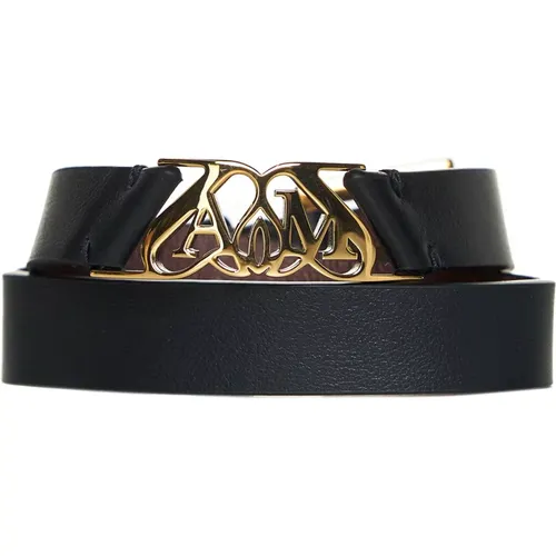 Gold-tone Leather Seal Bracelet , female, Sizes: ONE SIZE - alexander mcqueen - Modalova
