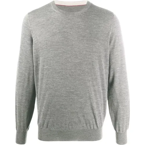 Light Grey Crew Neck Sweater , male, Sizes: XL - BRUNELLO CUCINELLI - Modalova