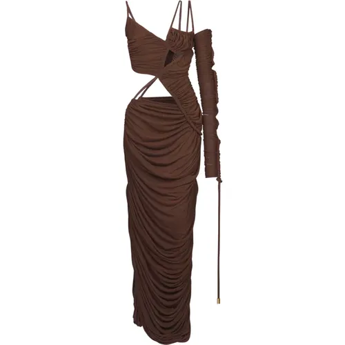 Langes, asymmetrisches Kleid aus drapiertem Jersey - Balmain - Modalova
