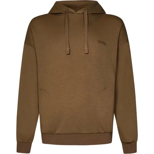 Luxuriöser Ton-in-Ton Logo Sweatshirt , Herren, Größe: M - Ermenegildo Zegna - Modalova