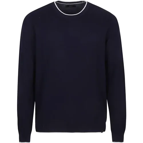 Royale/White Round Neck Sweater , male, Sizes: XL, M, S, 2XL - Fay - Modalova