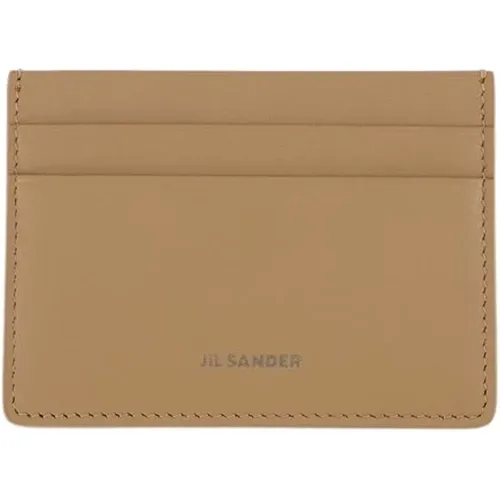 Beige Leather Cardholder - Stylish and Spacious , male, Sizes: ONE SIZE - Jil Sander - Modalova