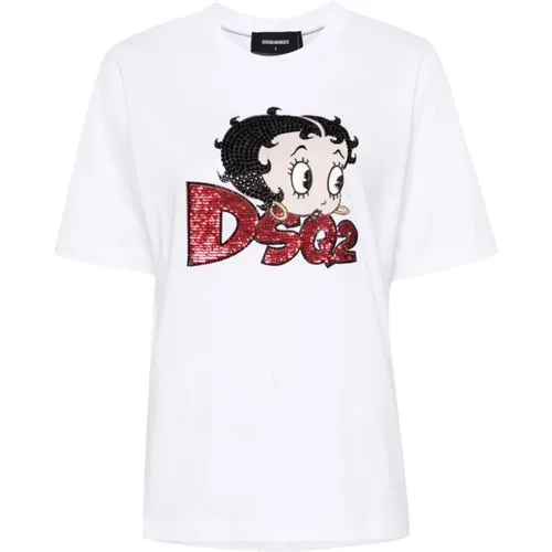 T-Shirts und Polos mit Cartoon-Print , Damen, Größe: M - Dsquared2 - Modalova