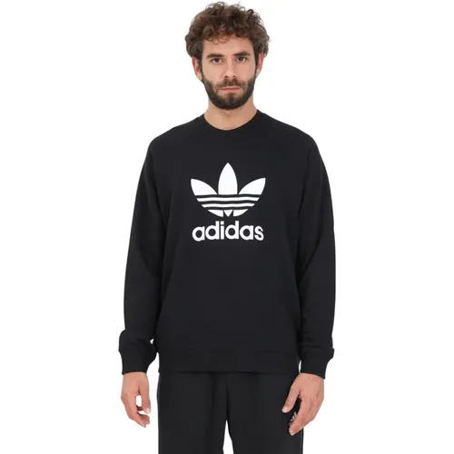 Schwarze Sweaters mit Maxi Logo Print , Herren, Größe: M - adidas Originals - Modalova
